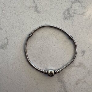 Pandora Silver Snake Chain Bracelet with Logo Clasp